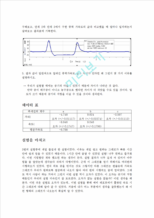 [자연과학] [일반물리학 실험] 위로 던져진 공의 운동   (6 )